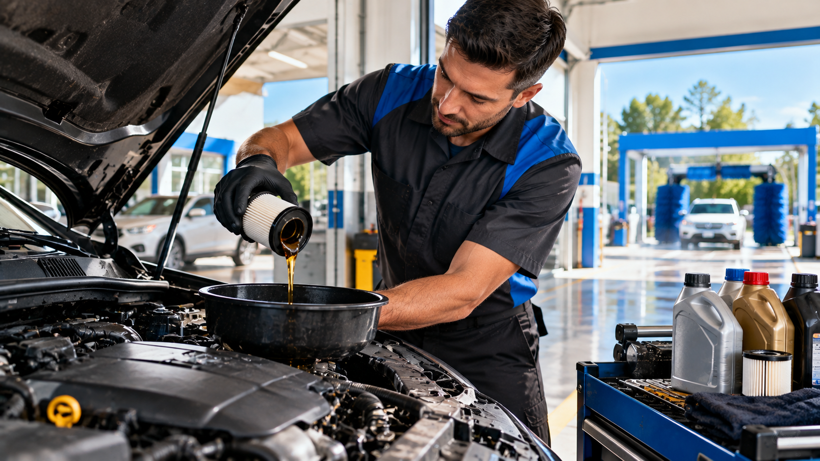 Express oil change service for routine vehicle maintenance